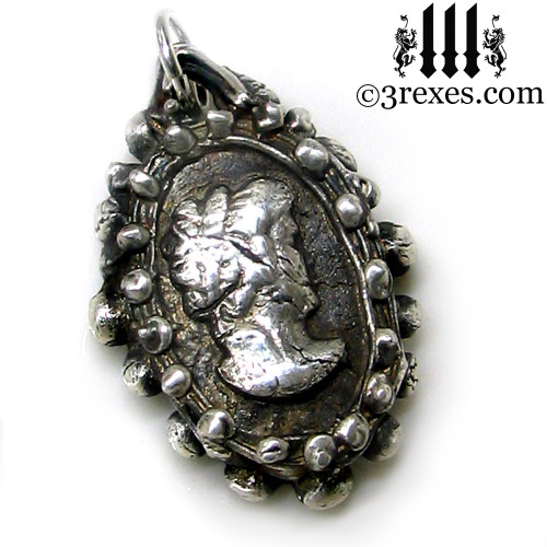 silver ghost cameo necklace detail one of a kind haunted jewelry