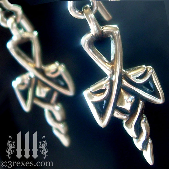 gothic cross charm earrings .925 sterling silver
