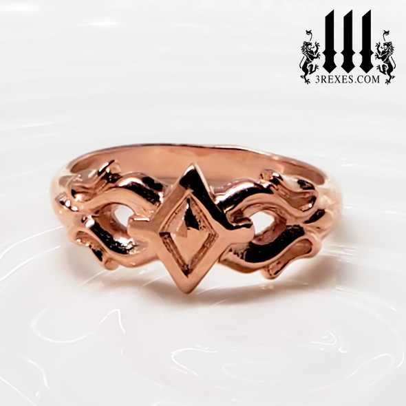 rose gold ring over bronze, tiny princess promise ring, pink metal