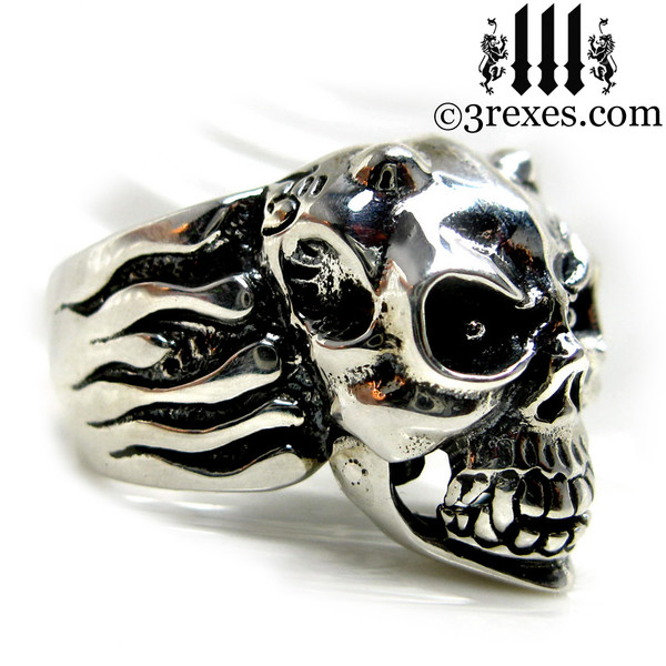 .925 sterling silver skull gargoyle ring side detail