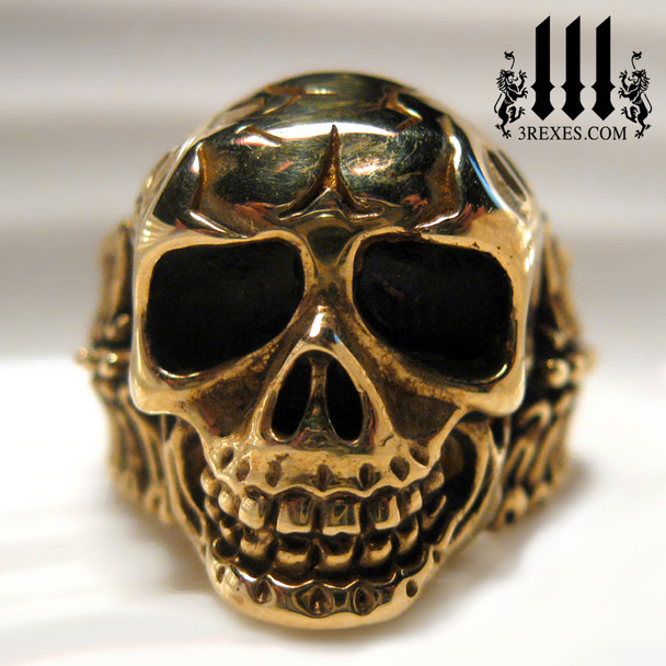 bronze biker skull ring for men pirate jewelry