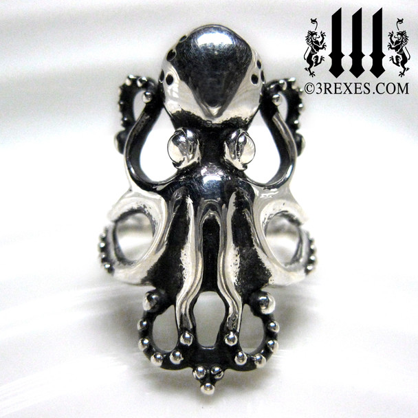 the silver enchanted octopus ring front view