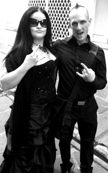 goth wedding couple wearing silver bands by 3 rexes jewelry