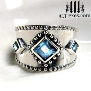 3-wishes-silver-medieval-wedding-ring-gothic-blue-topaz-stones-wide-studded-engagement-band-unisex