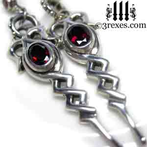 celtic-drop-earrings-gothic-garnet-stones