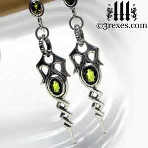 dripping-celtic-earrings-green-peridot-stones-