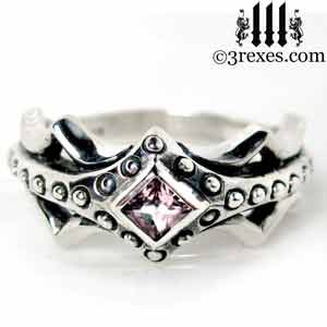 fairy-princess-engagement-ring-pink-cz-stone-sterling-silver-friendship-band-gothic-fairytale