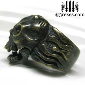 gargoyle-skull-ring-dark-devil-brass-band-for-men-open-mouth-3-rexes-jewelry-side