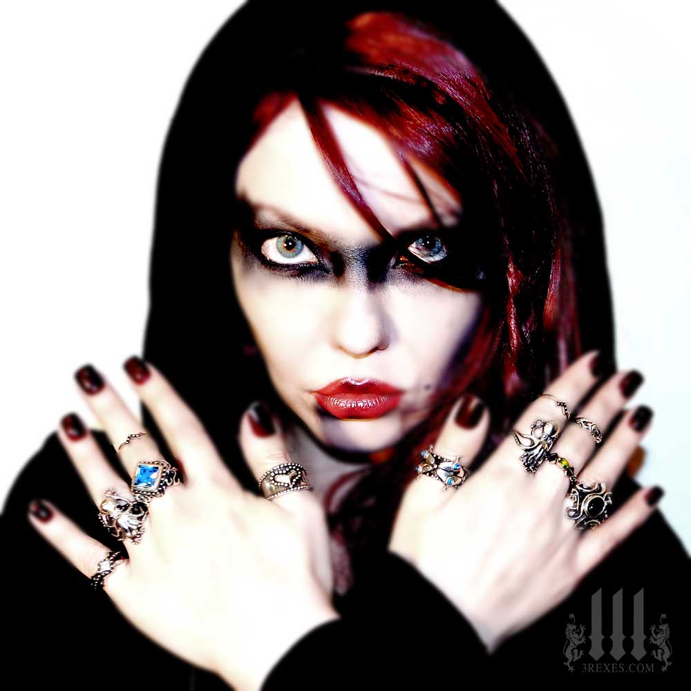 goth model gothic wedding rings, ladies silver jewelry, promise rings for women
