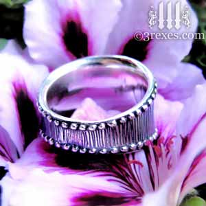 medieval-silver-studded-heart-ring-back-on-flower-3-rexes-jewelry