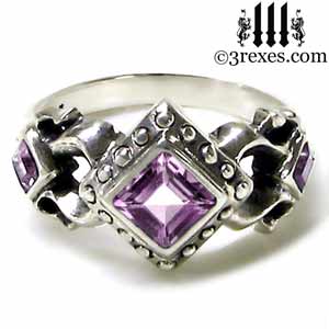 royal princess sterling silver ring purple amethyst stone gothic wedding engagement band 