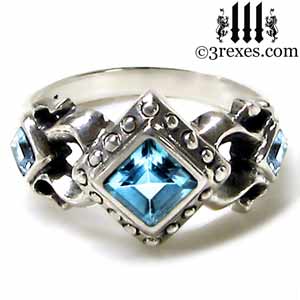 royal princess 925 sterling silver ring blue topaz stone gothic wedding engagement band