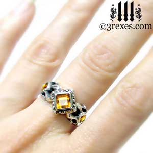 the royal princess wedding ring model citrine stone gothic medieval engagement band