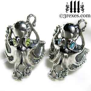 silver-octopus-dream-rings-green-peridot-and-blue-topaz-stone-eyes-sterling-studded-band