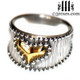 medieval studded gold heart ring side detail womans steam punk jewelry