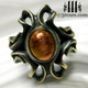 empress vampire brass ring with amber cabochon