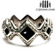silver renaissance wedding ring with black onyx cabochon stones