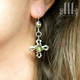 celtic cross flower earrings green peridot stones