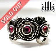 Rose moon spider ring, gothic sterling silver jewelry for women. Gift for her