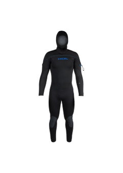 XCEL MEN’S HYDROFLEX HOODED 8/7/6/5 mm Scuba Diving Wetsuit with THERMOLITE IR Lining (MN8765H3-BLK)