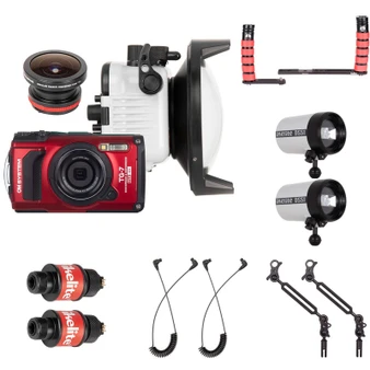 Underwater Housing, OM System Tough TG-7 Camera and Strobes Wide Angle Kit