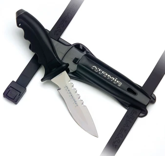 Atomic Aquatics Ti6 Titanium Blunt Tip or Sharp Point Dive Knife on sale at Los Angeles dive center