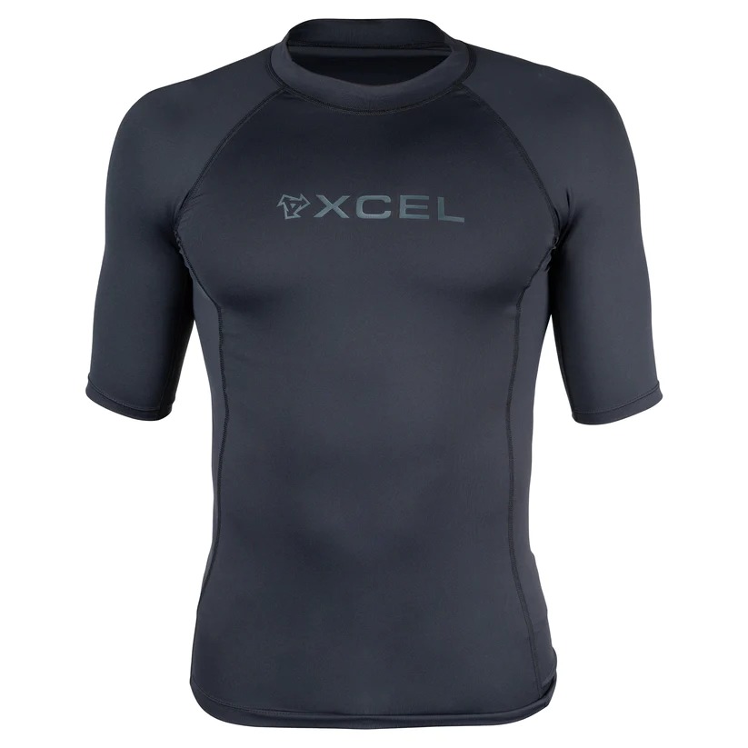 XCEL Men's Premium Stretch Short Sleeve Performance Fit UV Top Black