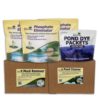 Clean Pond Maintenance Kit - natural pond cleaner, muck remover, pond dye, pond clarifier