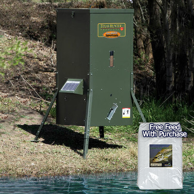 Texas Hunter fish feeder with solar charger