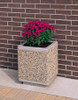 Outdoor Square Concrete Planter TF4185 with Flowers Exposed Aggregate