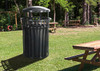 Outdoor Recycling Trash Can with Rain Cap at the Campground