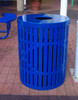 32 Gallon Ultra Site Designer Street Park Metal Trash Can Blue Flat Top