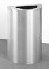 16 Gallon Value Half Round Trash Can Hinged Lid Satin Aluminum
