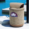 31 Gallon Custom Logo Concrete Round 2 Way Open Lid Trash Can CLTF1100 with Silk Screen Logo