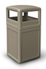 42 Gallon All Season Square Plastic Outdoor Garbage Can with Dome Lid Beige