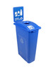 23 Gallon Blue Skinny Simple Sort Recycle Bin with Sign (Cans & Bottles)