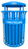 37 Gallon Metal Streetscape Outdoor Recycling Trash Can with Rain Cap