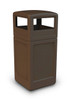 42 Gallon All Season Square Plastic Outdoor Garbage Can with Dome Lid Brown