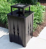 32 Gallon Outdoor Metal Trash Can Optional Ashtray and Rain Cover