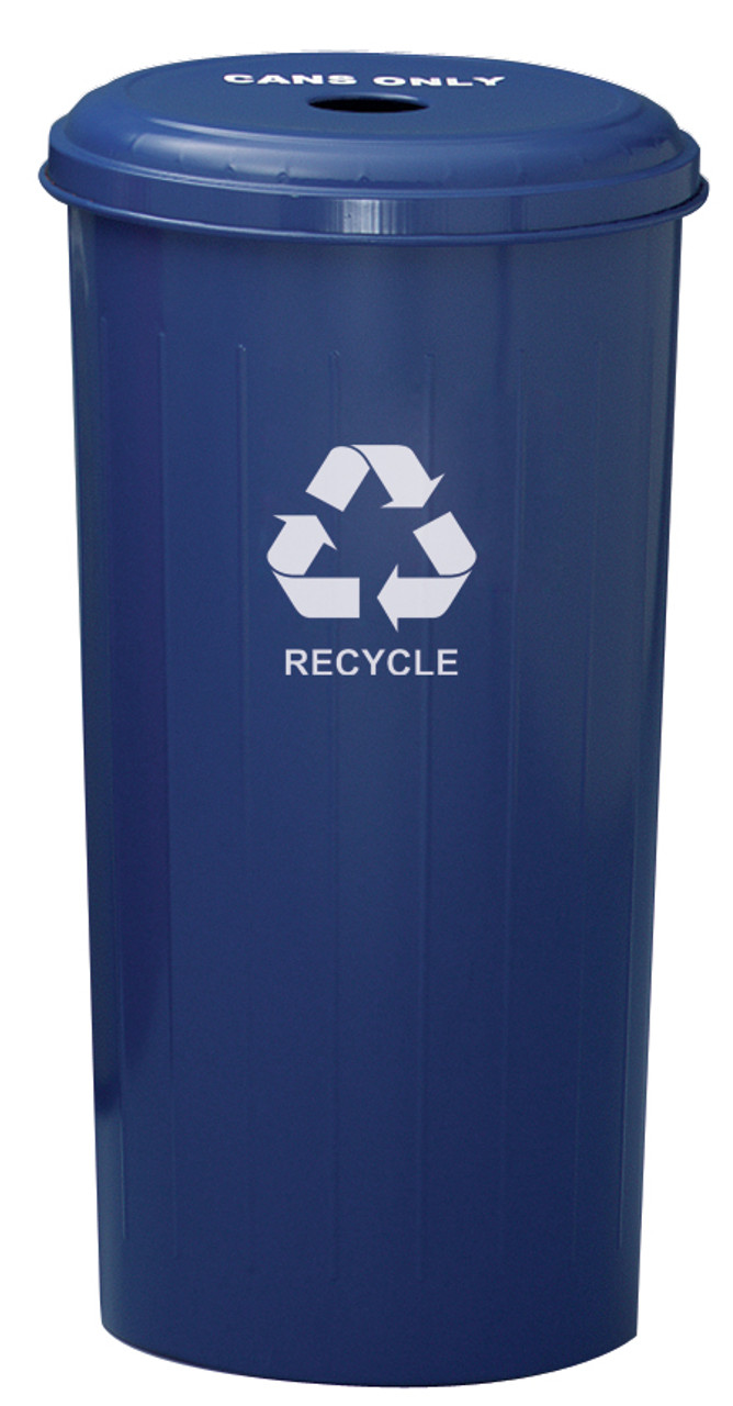 Metal 20 Gallon Can or Paper Collector Recycling Bin Blue Cans Only