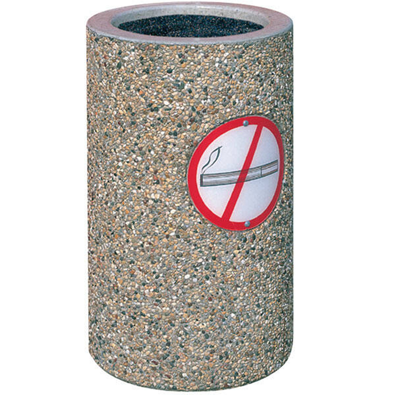 Concrete Ash Urn Outdoor Ashtray TF2005 with No Smoking Logo Exposed Aggregate