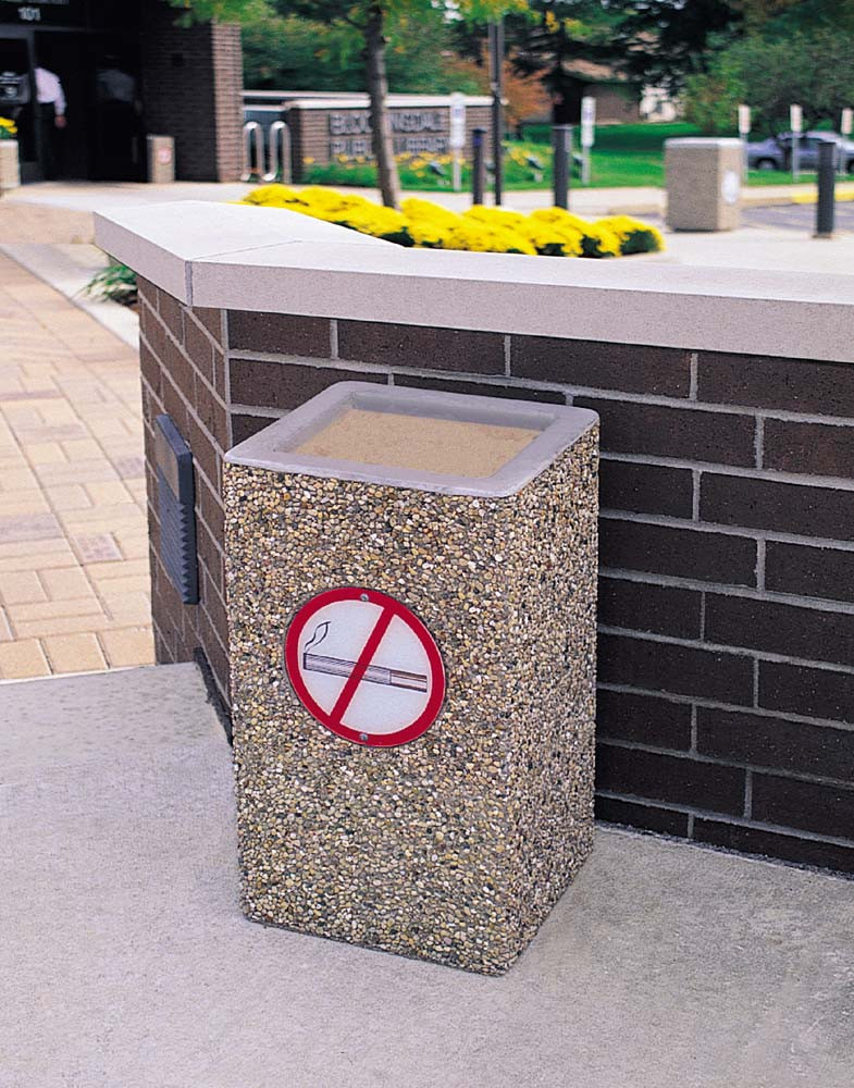 Concrete Ash Urn Outdoor Ashtray TF2045 with No Smoking Logo