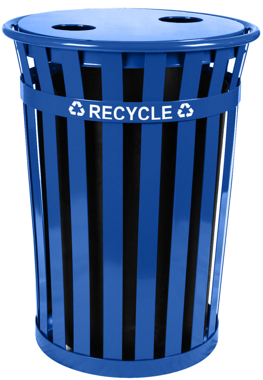 36 Gallon Oakley Metal Recycling Outdoor City Trash Can MR36-FT-RBL (5 Color Choices)