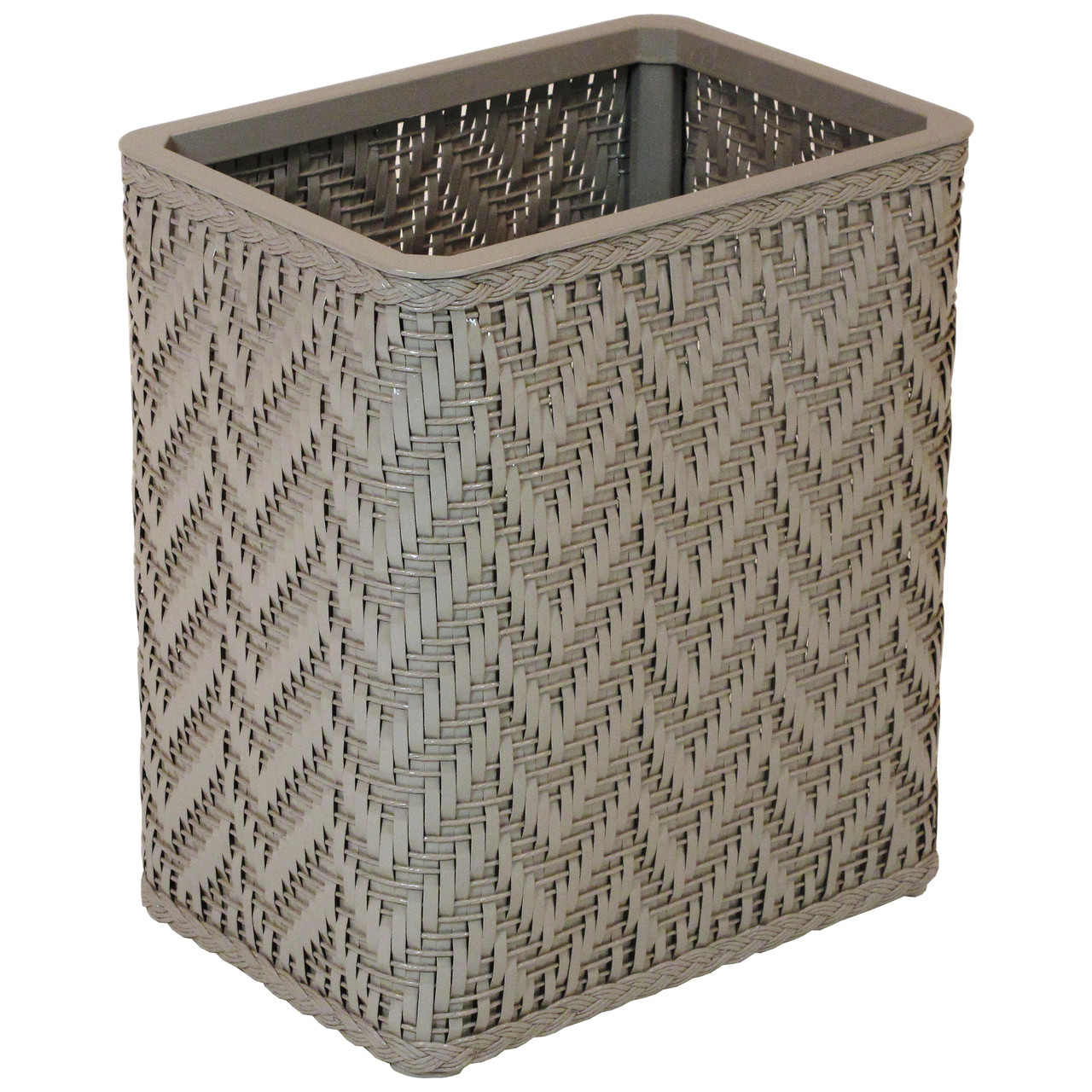 Elegante Wicker Rectangular Wastebasket Mocha