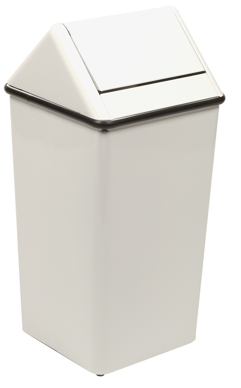 Metal 13 Gallon Swing Top Square Waste Receptacle 1311HT White