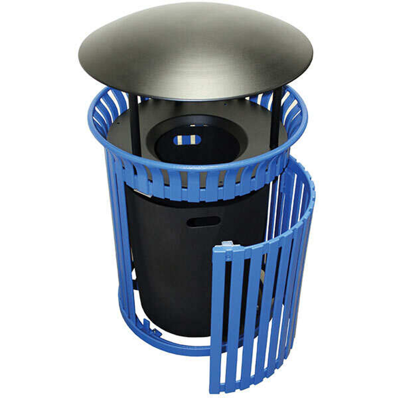 36 Gallon Steel Outdoor Covered Waste Receptacle MF3228 with Side Door
