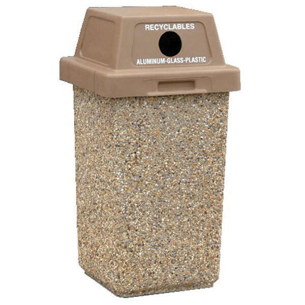 30 Gallon Concrete Outdoor Recycling Trash Can TF1012 Exposed Aggregate