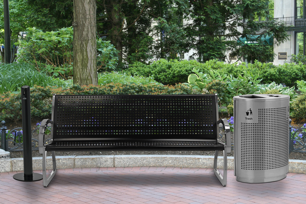 4 Foot Skyline Black Bench with Stainless Steel Sides 725001