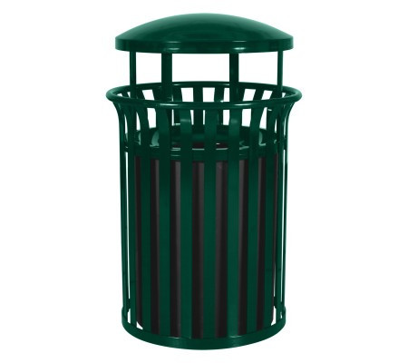 37 Gallon SCD2633 Metal Outdoor Streetscape Covered Trash Can
