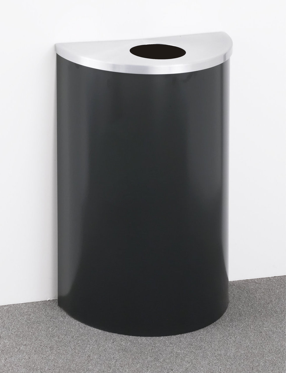 16 Gallon Value Half Round Recycling Can Hinged Lid Satin Aluminum Top